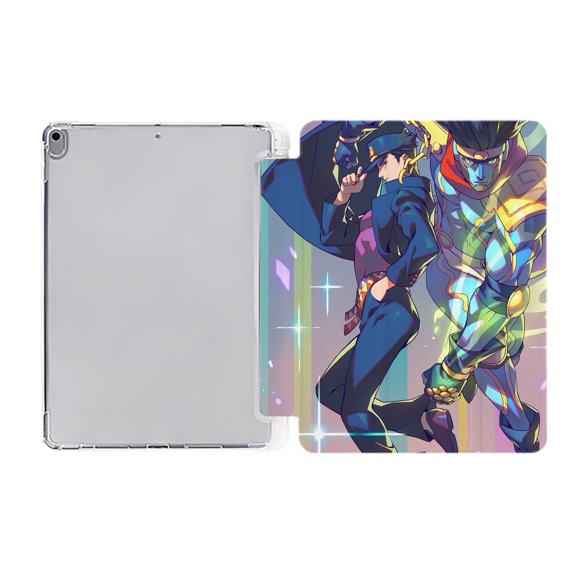 （画像用） ジョジョの奇妙な冒険 JoJo's Bizarre Adventure IPad ケース ペン収納付き 三つ折りスタンド PUレザー×シリコン 対応機種9.5/10.5/10.9インチ